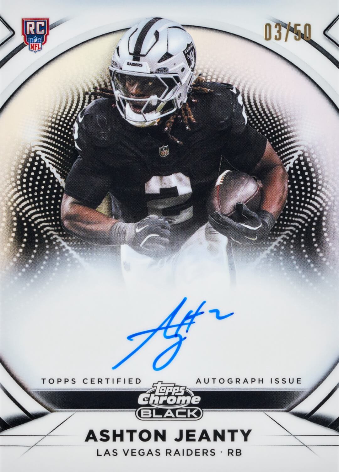 Example Topps Chrome Black Football Card