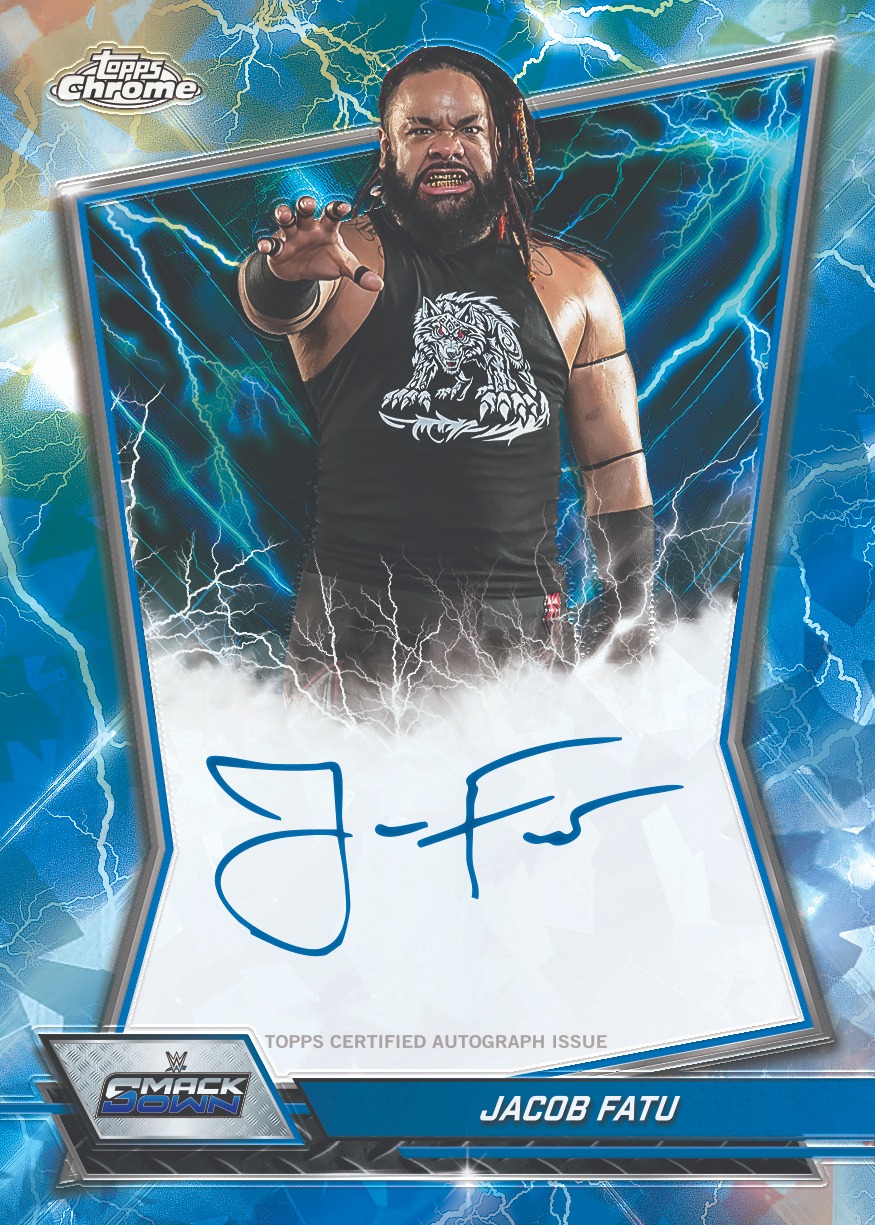 Example Topps Chrome Sapphire WWE Card