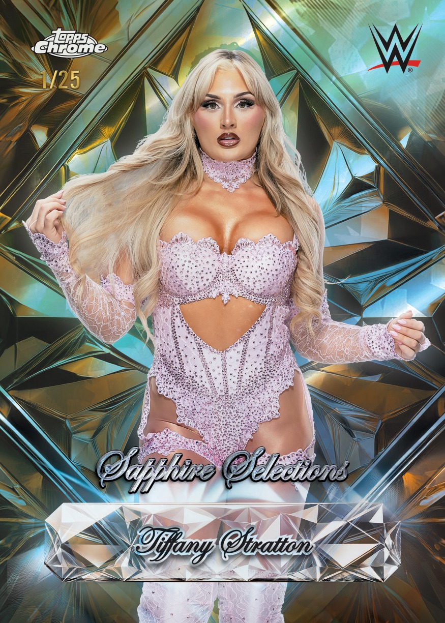 Example Topps Chrome Sapphire WWE Card