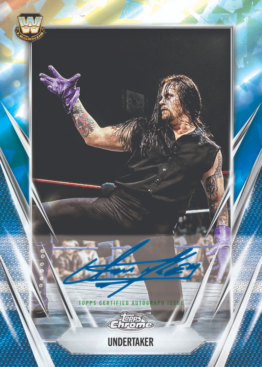Example Topps Chrome Sapphire WWE Card