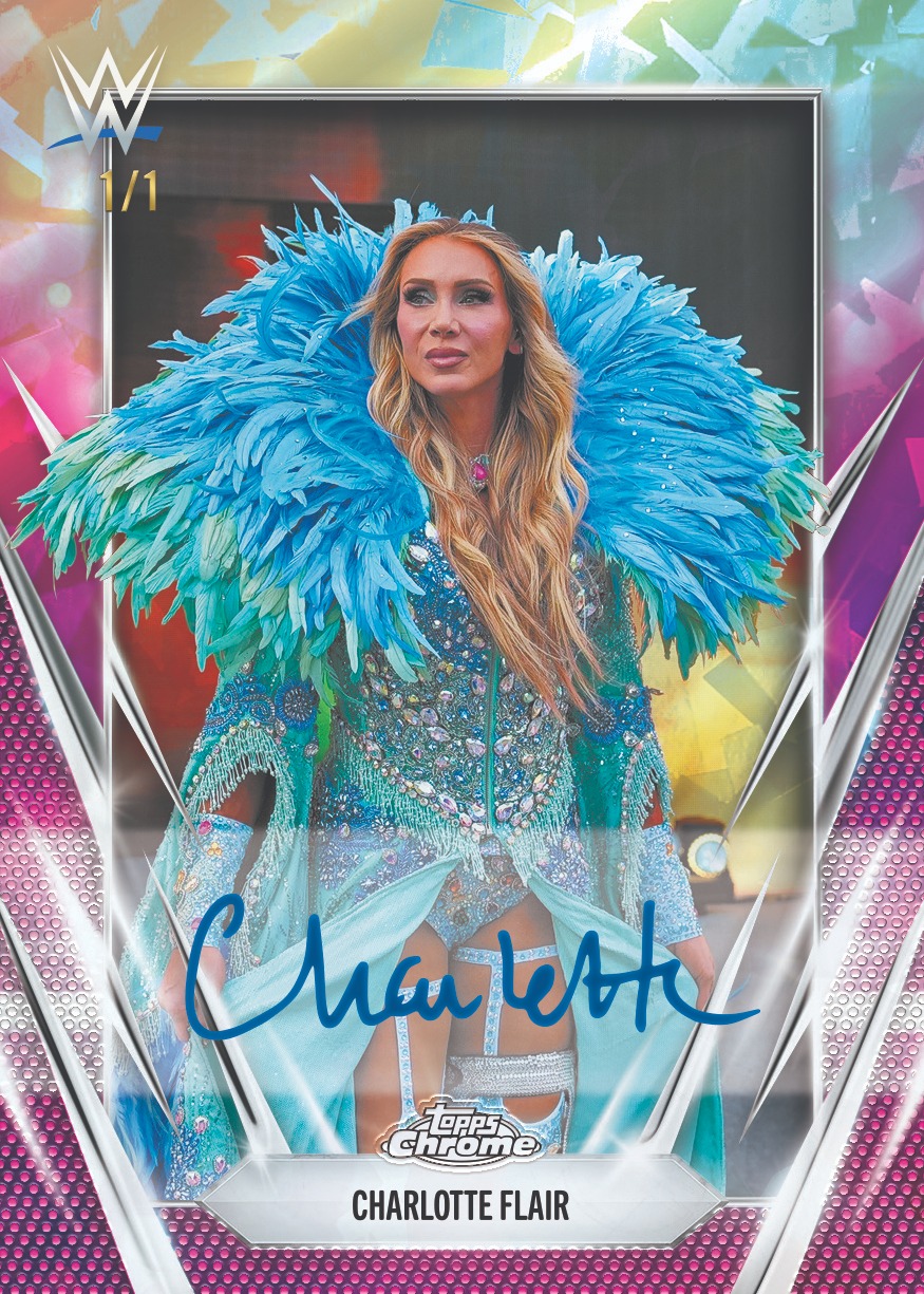 Example Topps Chrome Sapphire WWE Card