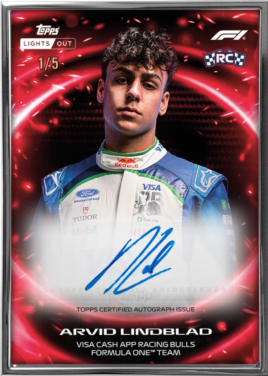 Example Topps F1 Lights Out Card