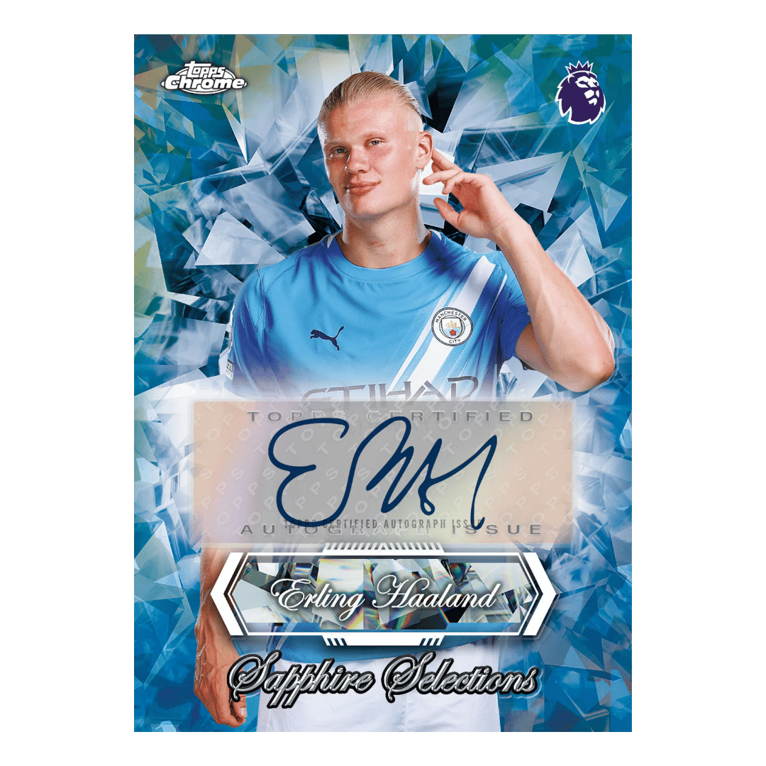 Example Topps Premier League Chrome Sapphire Card